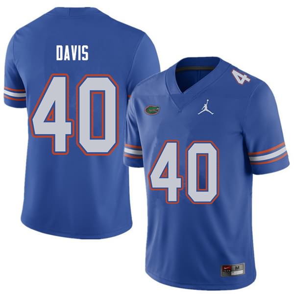 Men's NCAA Florida Gators Jarrad Davis #40 Stitched Authentic Jordan Brand Royal College Football Jersey ROT4665LG